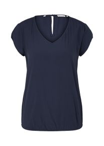 Tom Tailor Damen Kurzarm-Bluse, blau, Uni, Gr. 34