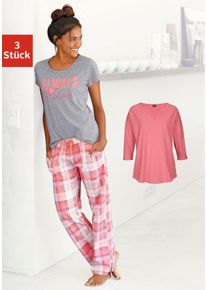 Arizona Große Größen Pyjama Gr. 40/42 rosa/grau meliert für Damen