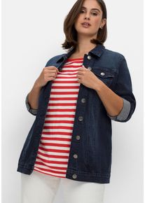 Große Größen Jeansjacke in taillierter Form, mit Brusttaschen Gr. 52 blau von sheego für Damen