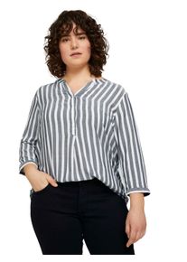 Tom Tailor Große Größen Gestreifte Tunika mit Henley-Ausschnitt Gr. 46 blau für Damen