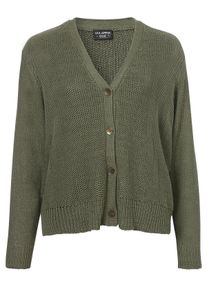 Via Appia Due Große Größen Strickjacke mit V-Ausschnitt und Knopfleiste Gr. 54 grün für Damen