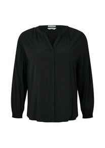 Tom Tailor Große Größen Bluse mit gesmokten Ärmelbündchen Gr. 54 schwarz für Damen