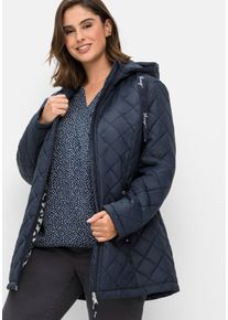 Große Größen Steppjacke mit Kapuze und bedrucktem Futter Gr. 50 blau von sheego für Damen