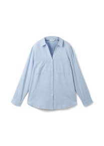 Tom Tailor Große Größen Hemdbluse mit Krempelärmeln, in Strukturqualität Gr. 54 blau für Damen