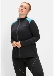 Große Größen Fahrradjacke aus Funktionsmaterial, mit Stehkragen Gr. 56/58 schwarz von sheego für Damen