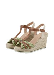 Tom Tailor Damen Sandalen mit Keilabsatz, grün, Muster, Gr. 37
