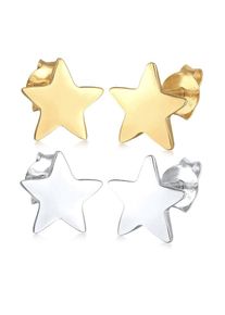 Ohrringe Set Sterne Star Astro Bi-Color 925 Sterling Silber Elli Silber