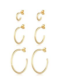 Ohrringe Creolen Stecker Set Trio Basic 925 Silber Elli Gold