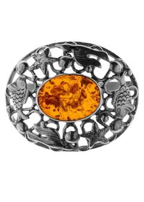 Brosche - Fischland 36x30 mm - Silber 925/000 - Bernstein OSTSEE-SCHMUCK Silber 925