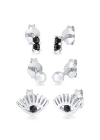 Ohrringe Stecker Evil Eye Kugel Kristall 3Er Set 925 Silber Elli Silber