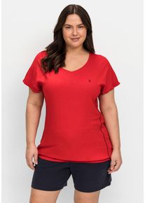 Große Größen Relaxshirt mit elastischem Saumbund Gr. 44/46 rot von sheego für Damen