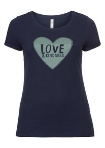 Große Größen T-Shirt mit Frontdruck in Herzform Gr. 40/42 blau von sheego für Damen