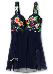 sheego by Joe Browns Große Größen Badekleid mit transparentem Mesh-Rock Gr. 40E blau geblümt von sheego für Damen