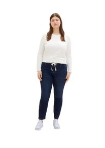 Tom Tailor Große Größen Schmale Jeans mit Kordel am Bund Gr. 46 blau für Damen