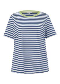 TRIANGLE Große Größen Ringelshirt mit Kontrast-Rundhals, aus Baumwolle Gr. 48 blau gestreift für Damen
