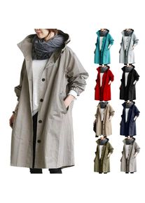 Soupliebe Trenchcoat Damen Lang Kapuze Herbst Elegant Winter Windbreaker Leicht Atmungsaktiv Grosse Grössen Dünn Winterjacke Lang Wintermantel