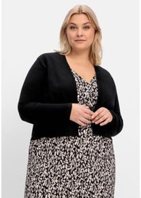 Große Größen Kurze, verschlusslose Strickjacke Gr. 56/58 schwarz von sheego für Damen