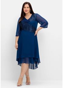 Große Größen Abendkleid in Wickeloptik, mit Pailletten Gr. 50 blau von sheego für Damen