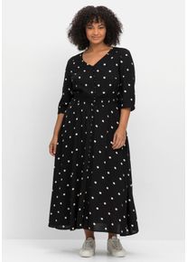 sheego by Joe Browns Große Größen Maxikleid mit Alloverprint und gesmokter Taille Gr. 50 schwarz von sheego für Damen