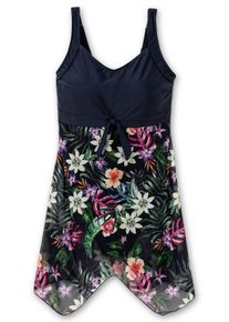 sheego by Joe Browns Große Größen Badekleid mit zipfeligem Mesh-Rock Gr. 48E blau geblümt von sheego für Damen