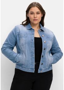 Große Größen Jeansjacke in leicht taillierter und verkürzter Form Gr. 54 blau von sheego für Damen