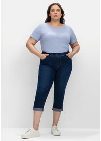 Große Größen Schmale Caprijeans mit Saumumschlag Gr. 52 blau von sheego für Damen