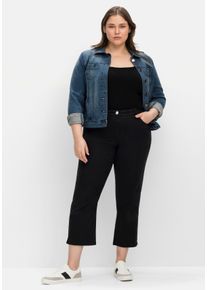 Große Größen Gerade Twillhose in knöchelbedeckender Länge Gr. 46 schwarz von sheego für Damen