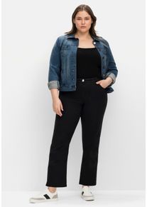 Große Größen Gerade Twillhose in knöchelbedeckender Länge Gr. 40 schwarz von sheego für Damen
