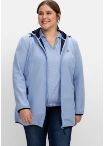 Große Größen Softshelljacke mit Kapuze und Kontrastdetails Gr. 56 blau von sheego für Damen
