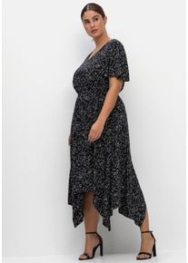 Große Größen Maxikleid mit Alloverprint und Zipfelsaum Gr. 54 schwarz geblümt von sheego für Damen