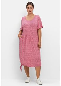 Große Größen Jerseykleid mit Minimalprint und Saum-Tunnelzug Gr. 44 rosa von sheego für Damen