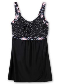 Große Größen Tankini-Oberteil in ausgestellter Longform Gr. 58C schwarz geblümt von sheego für Damen