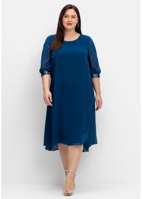 Große Größen Abendkleid aus Georgette, mit geschlitztem Ärmel Gr. 44 blau von sheego für Damen
