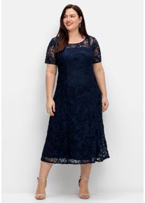 Große Größen Abendkleid mit dekorativen Zierborten Gr. 40 blau von sheego für Damen