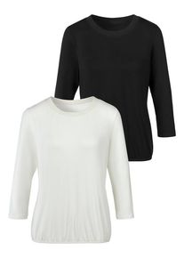 Lascana 3/4-Arm-Shirt mehrfarbig Gr. 32/34 für Damen. Mit Rundhals. Gerade. Nachhaltig.