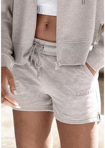 Lascana Sweatshorts hellbraun Gr. 32/34 für Damen. Mit Logostickerei. Nachhaltig.