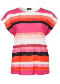 Via Appia Due Große Größen Streifen-Shirt mit unifarbenem Rücken Gr. 50 pink gestreift für Damen
