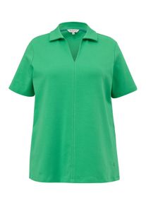 TRIANGLE Große Größen Shirt mit V-Ausschnitt und Polokragen Gr. 44 grün für Damen