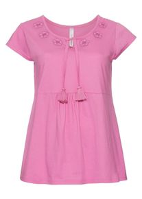 Große Größen Shirt mit Stickerei und kurzen Flügelärmeln Gr. 52/54 rosa von sheego für Damen
