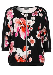 Via Appia Due Große Größen Shirt mit floralem Print und 3/4-Arm, aus Viskose Gr. 44 schwarz geblümt für Damen
