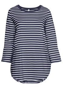 Große Größen Longshirt mit garngefärbten Ringeln Gr. 56/58 blau von sheego für Damen
