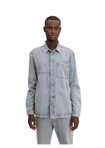 Tom Tailor Denim Herren Overshirt mit Brusttasche 1032376, 10212 - Clean Light Stone Grey Denim, XL