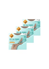 Nur Die Damen Feinstrumpfhose Fit in Form Große Größen 40 DEN 3er Pack