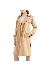 Skrsila Damen Trenchcoat Lang Zweireiher Mantel mit Gürtel Elegant Einfarbig Umlegekragen Windbreaker Frühling Herbst Winter Jacke Outwear Mantel