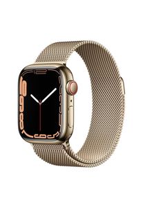 Apple Watch (Series 7) GPS + Cellular 41 mm - Rostfreier Stahl Gold - Milanaise Armband Gold