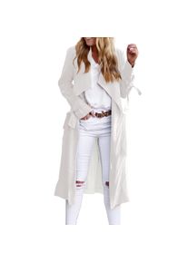 Generic Damen Offene Vorderseite Lange Trenchcoats Langarm Slim Casual Pockted Winddichter Mantel mit Gürtel Gepolsterte Reitjacke Baggy Loose Fit Mäntel für Frauen Winter Warm, weiß, 46