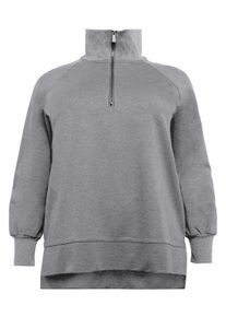 Große Größen Sweatshirt mit seitlichen Schlitzen Gr. 52/54 grau von sheego für Damen