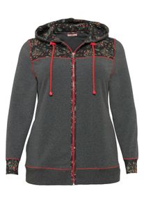 sheego by Joe Browns Große Größen Sweatjacke mit Kontrastdetails und Kapuze Gr. 44/46 grau von sheego für Damen
