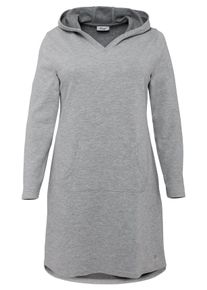 Große Größen Sweatkleid mit Kapuze und Kängurutasche Gr. 44/46 grau von sheego für Damen
