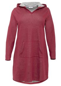 Große Größen Sweatkleid mit Kapuze und Kängurutasche Gr. 56/58 rot von sheego für Damen